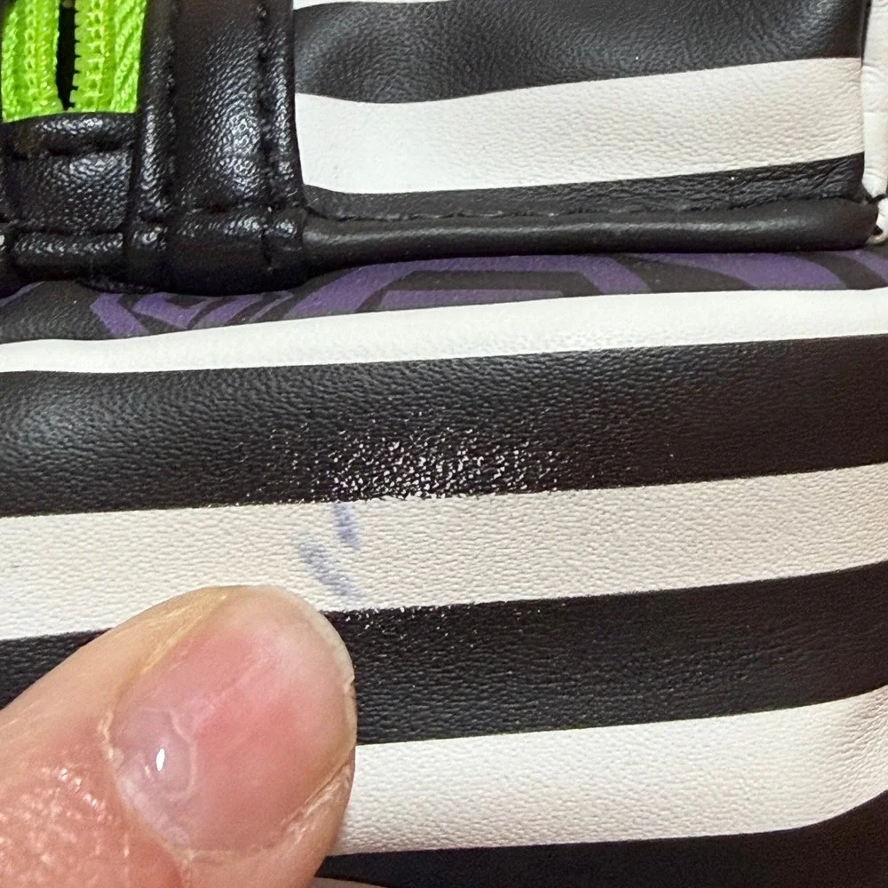 Loungefly Beetlejuice Chibi Mini Backpack Sling Bag Purple Green Striped Suit‎